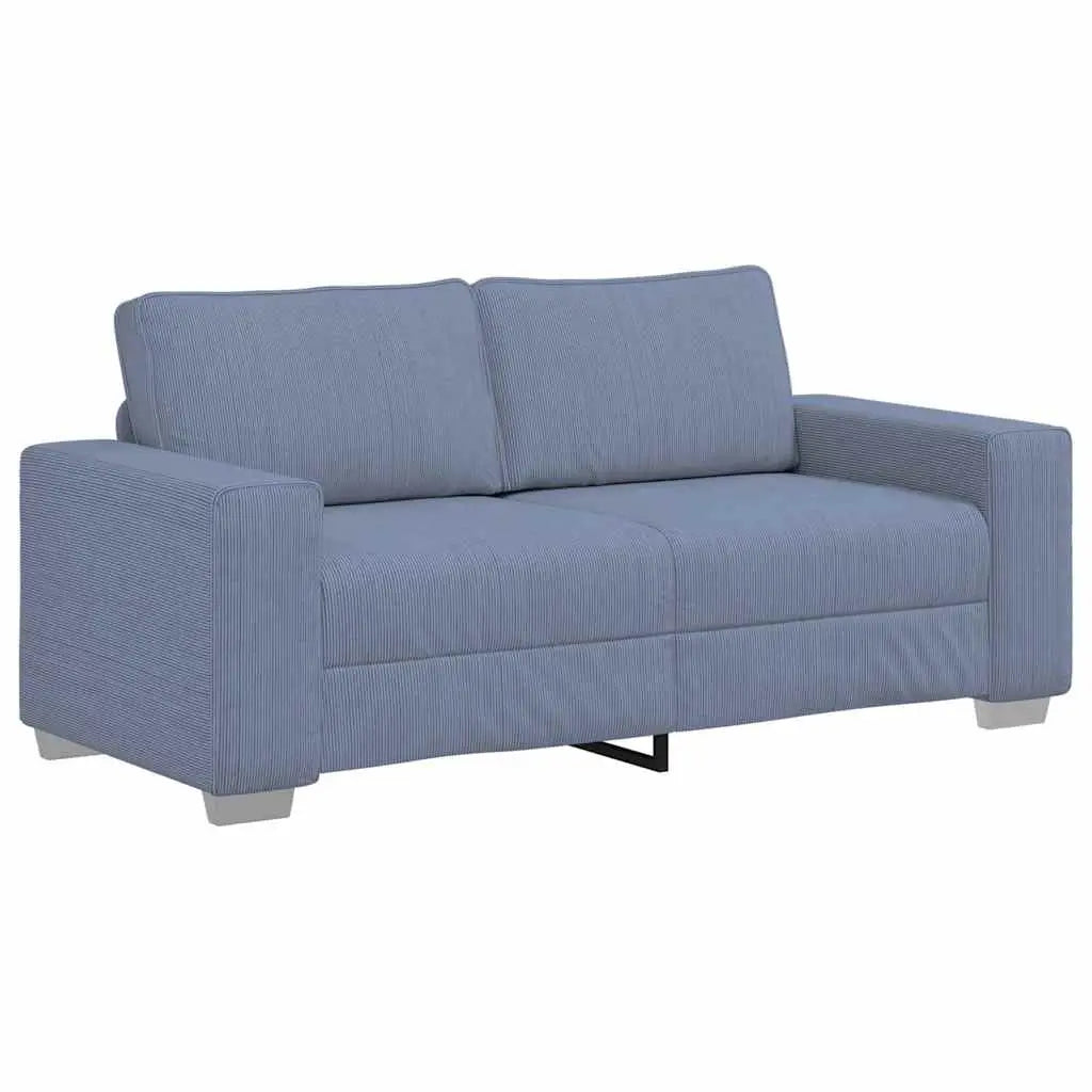 Canapé deux places bleu 180x77x82 cm en tissu velours côtelé - XIOS
