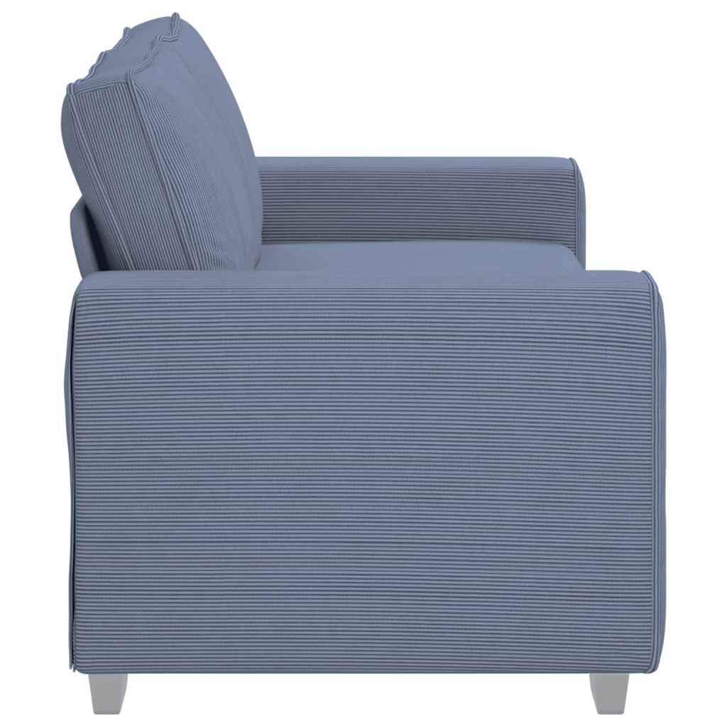 Canapé deux places bleu 180x77x82 cm en tissu velours côtelé - XIOS