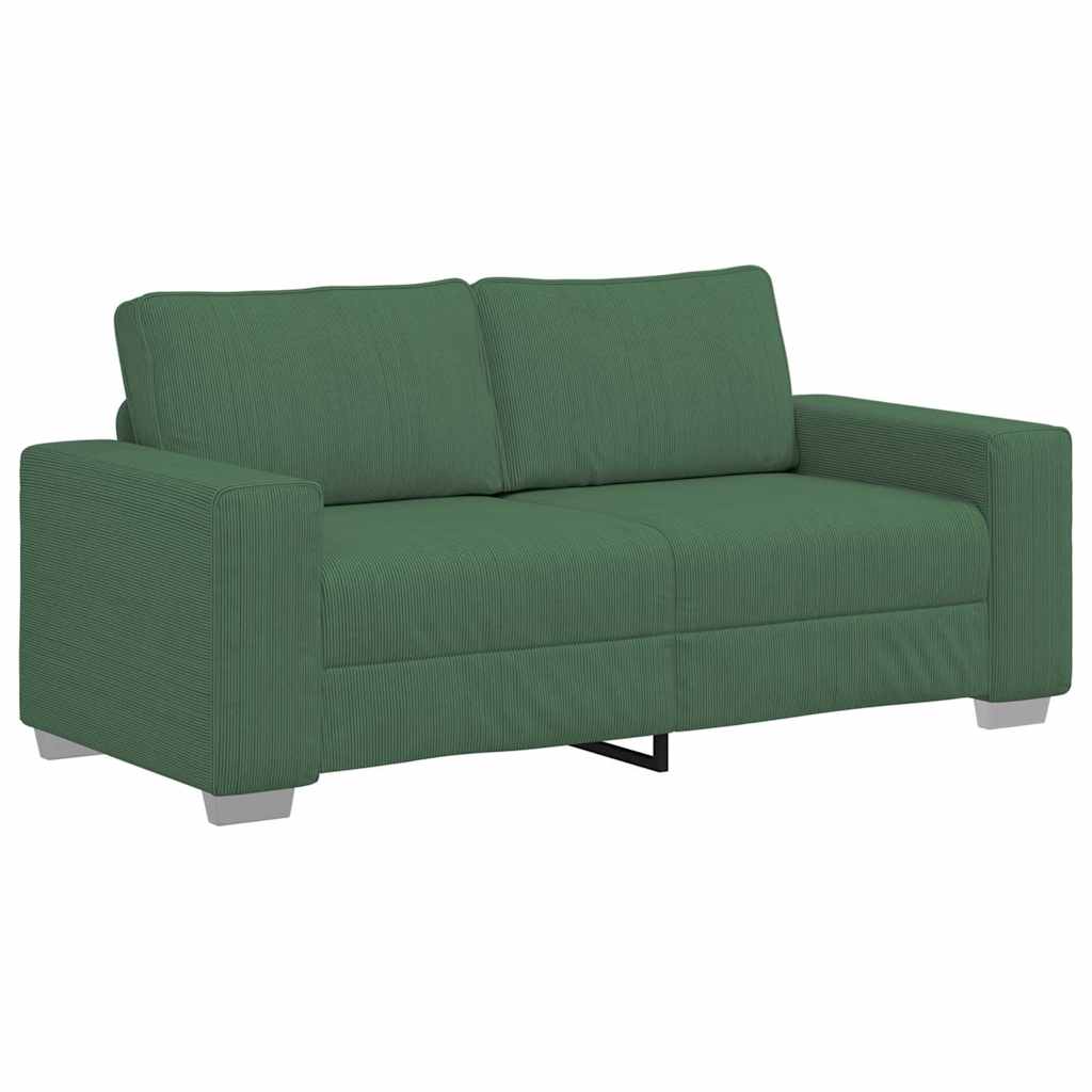 Canapé deux places vert foncé 180 x 77 x 82 cm en tissu velours côtelé - XIOS