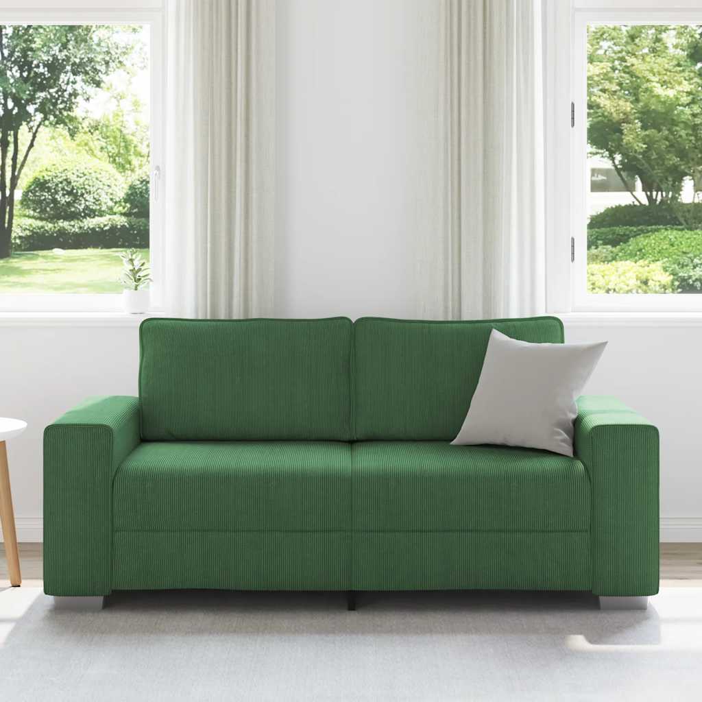 Canapé deux places vert foncé 180 x 77 x 82 cm en tissu velours côtelé - XIOS