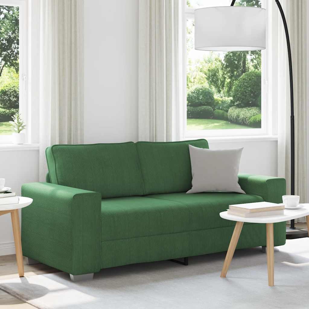 Canapé deux places vert foncé 180 x 77 x 82 cm en tissu velours côtelé - XIOS
