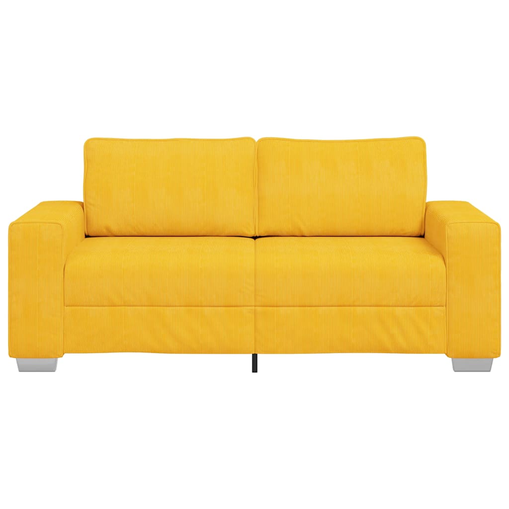 Canapé deux places jaune clair 180 x 77 x 82 cm en tissu velours côtelé - XIOS