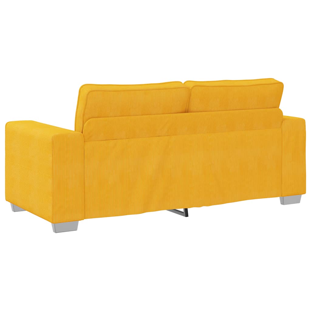 Canapé deux places jaune clair 180 x 77 x 82 cm en tissu velours côtelé - XIOS