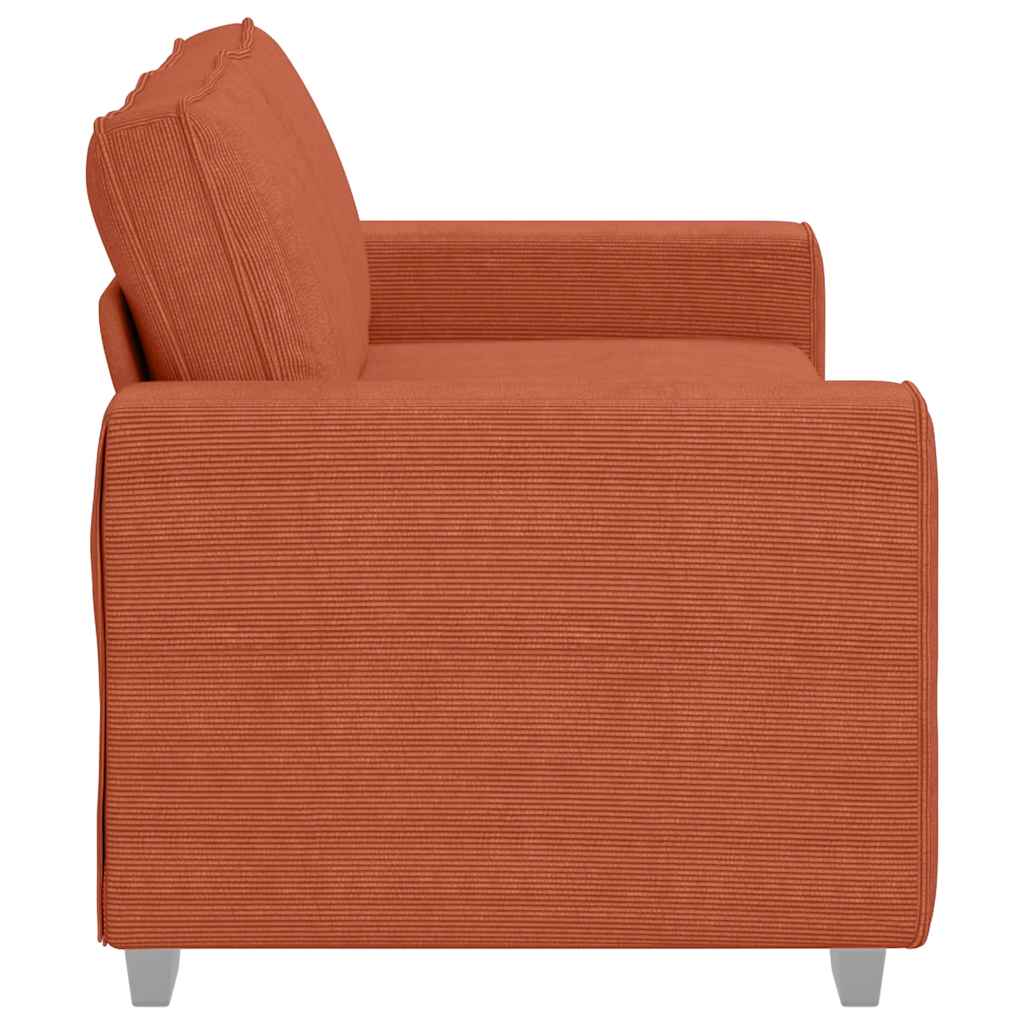 Canapé deux places rouge orangé 180x77x82 cm en tissu velours côtelé - XIOS