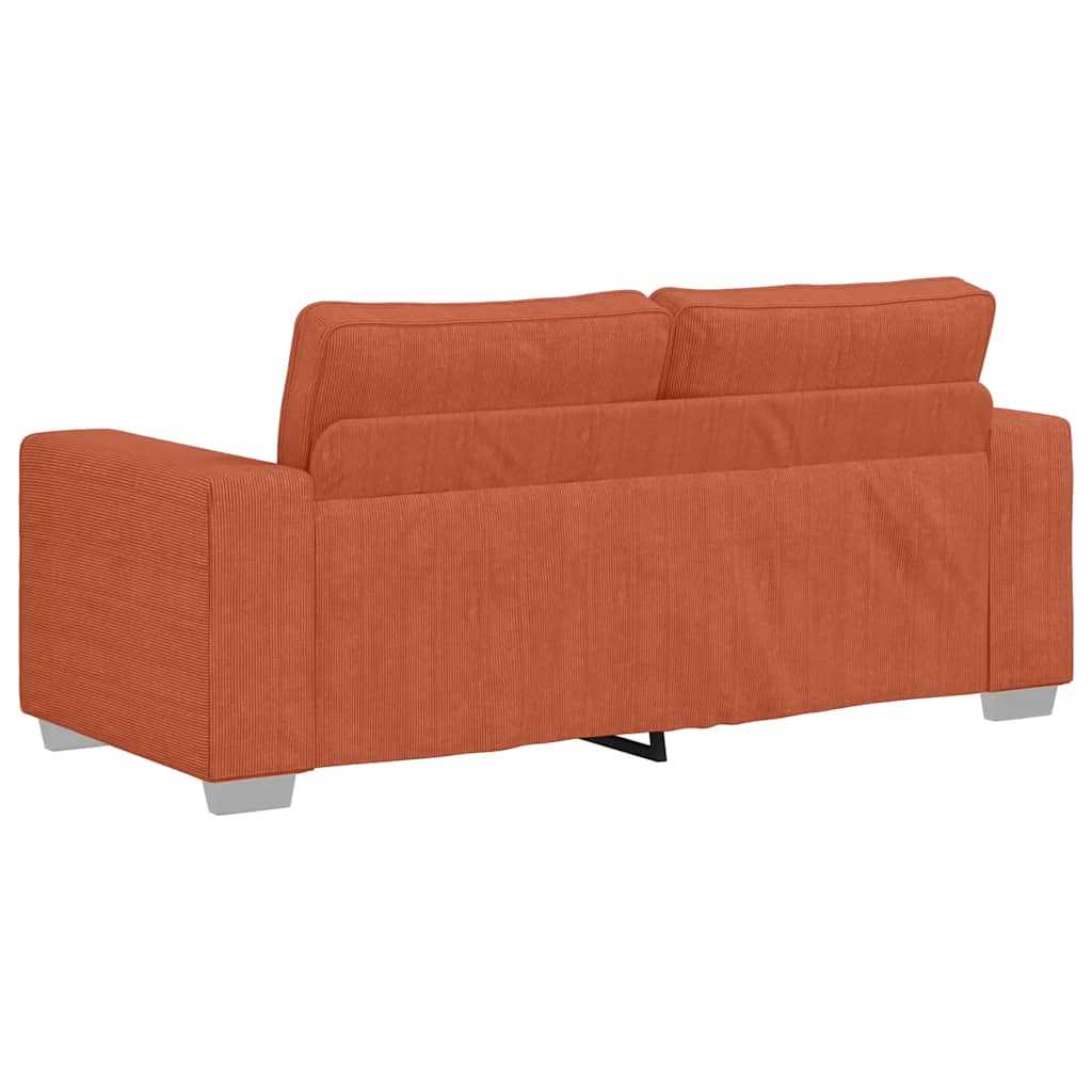 Canapé deux places rouge orangé 180x77x82 cm en tissu velours côtelé - XIOS