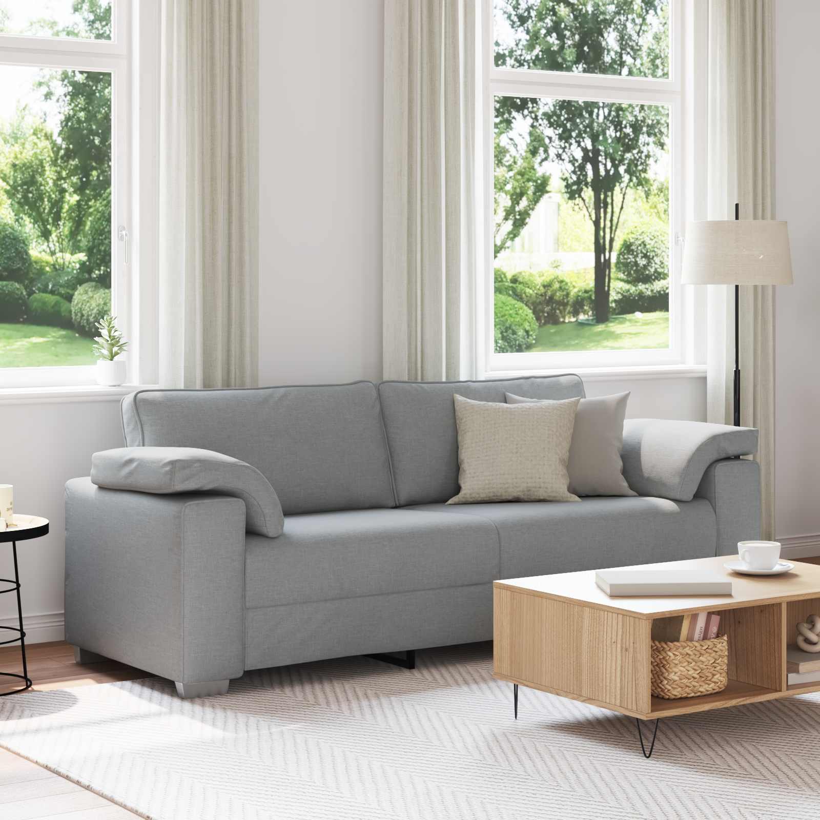Sofa 3 places Gris clair 220 cm tissu - XIOS