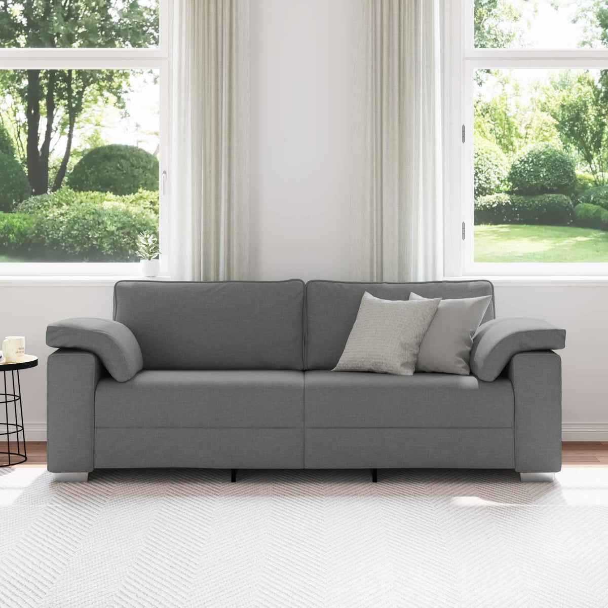 Sofa 3 places Gris foncé 220 cm tissu