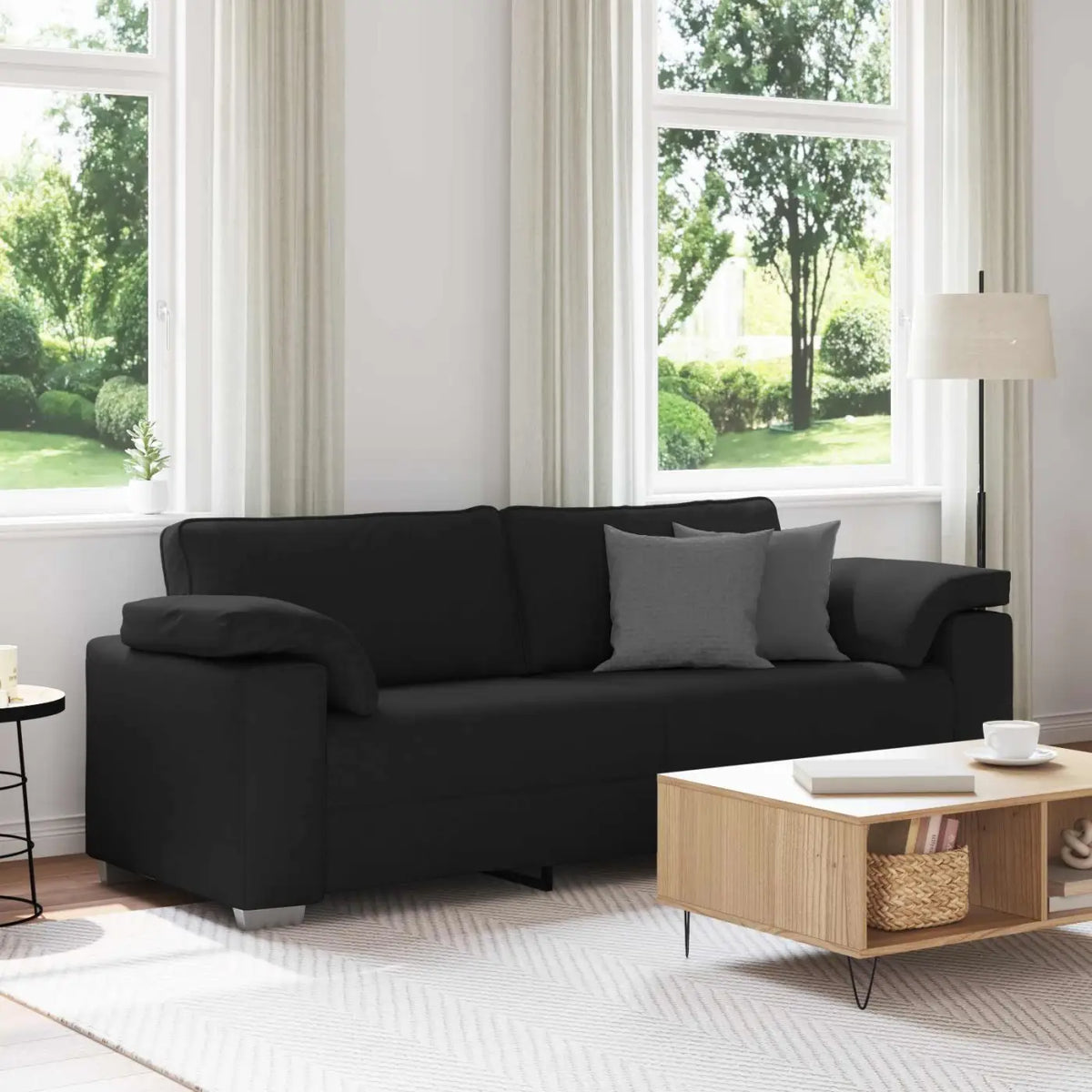 Sofa 3 places Noir 220 cm tissu - XIOS
