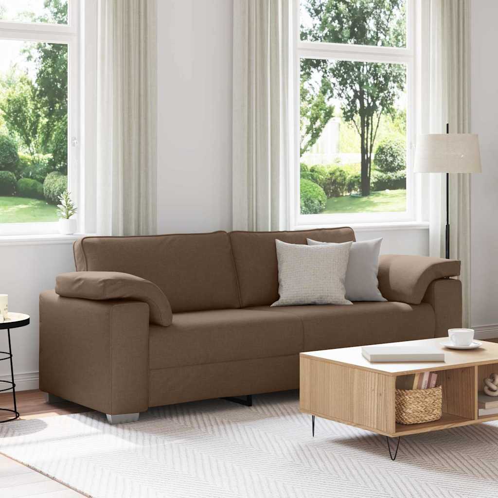 Sofa 3 places Marron 220 cm tissu