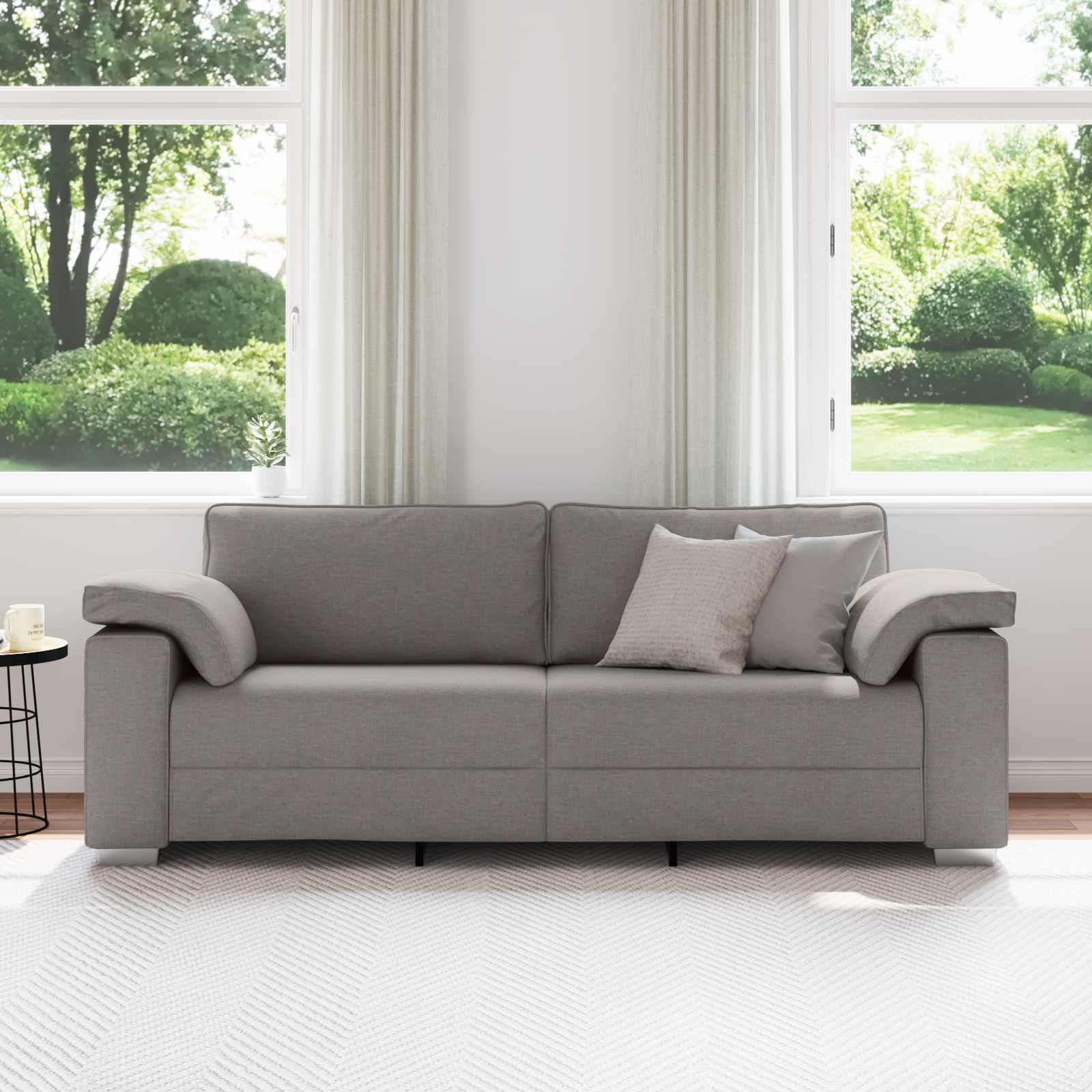 Sofa 3 places Taupe 220 cm tissu
