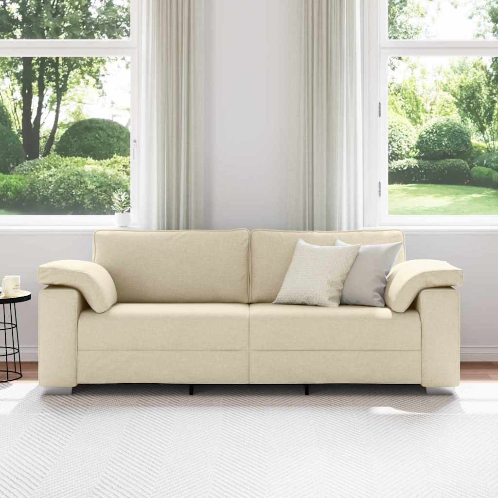 Sofa 3 places Crème 220 cm tissu