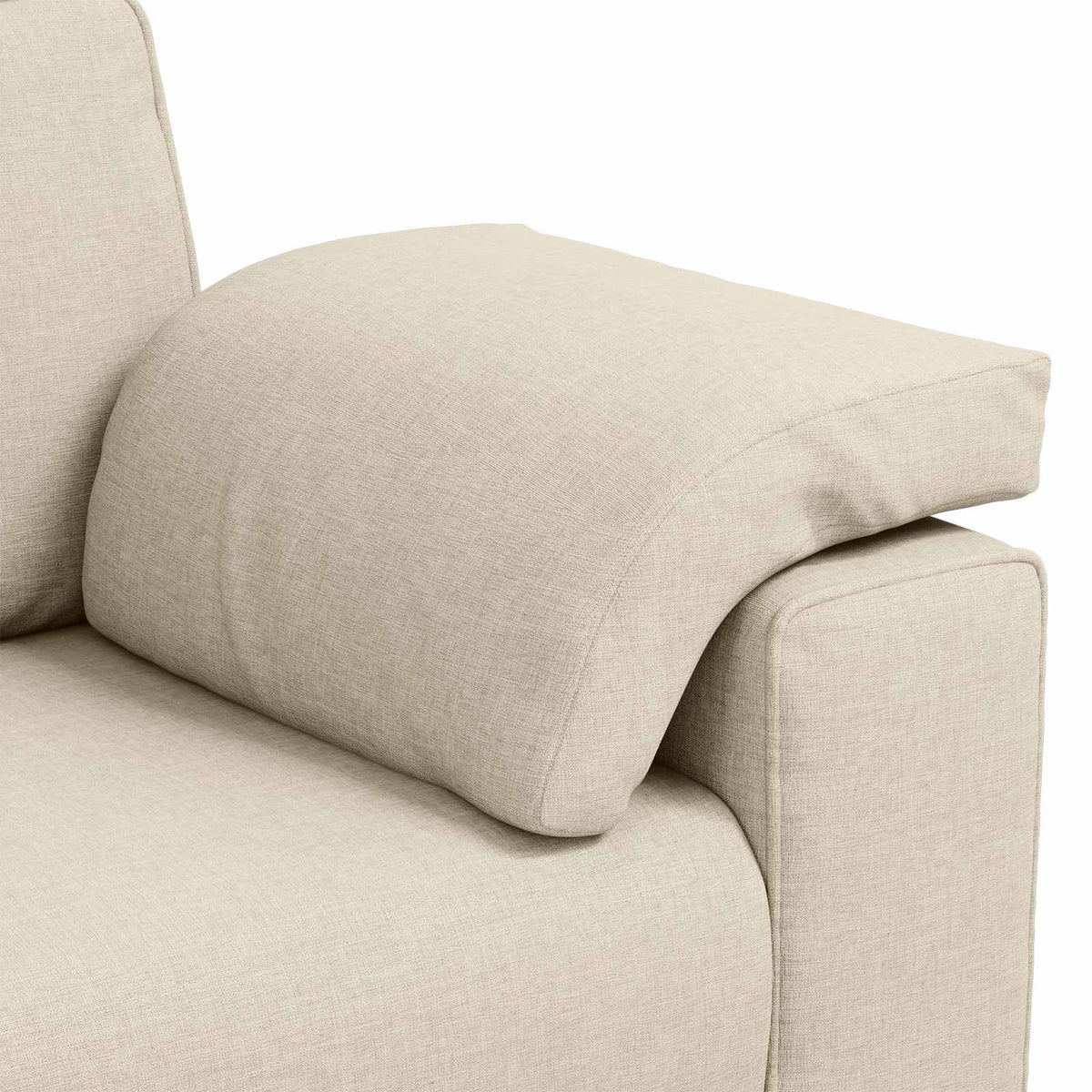 Sofa 3 places Beige 220 cm Tissu en lin mélangé