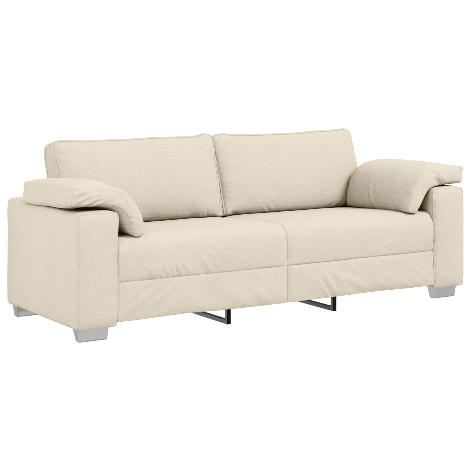 Sofa 3 places Beige 220 cm Tissu en lin mélangé - XIOS