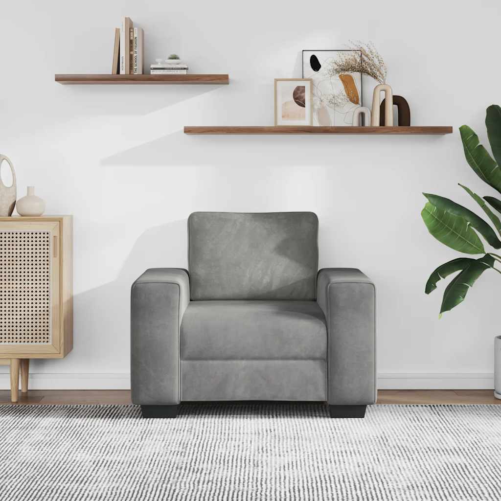 Fauteuil Gris clair 100x77x82 cm Velours