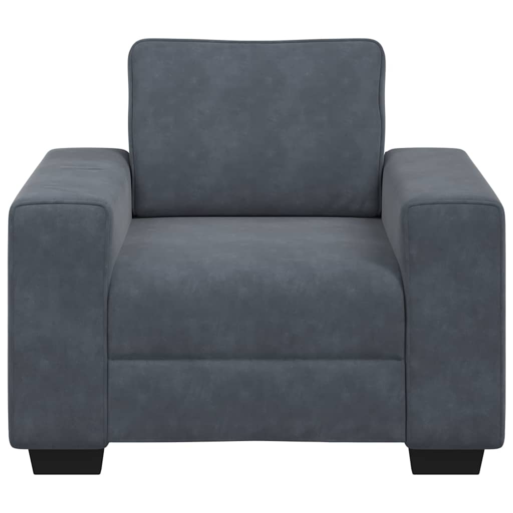 Fauteuil gris foncé 60 cm velours - XIOS