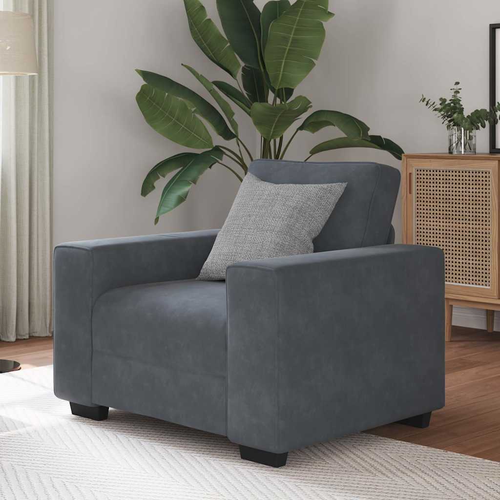 Fauteuil gris foncé 60 cm velours - XIOS