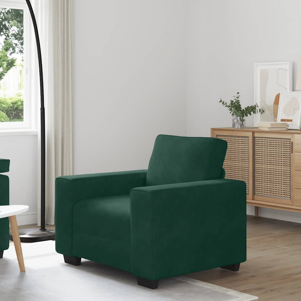 Fauteuil canapé vert foncé 100x77x82 cm velours - XIOS