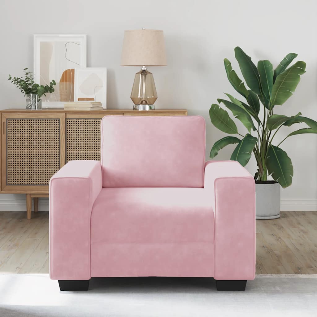 Fauteuil canapé rose 100x77x82 cm velours - XIOS