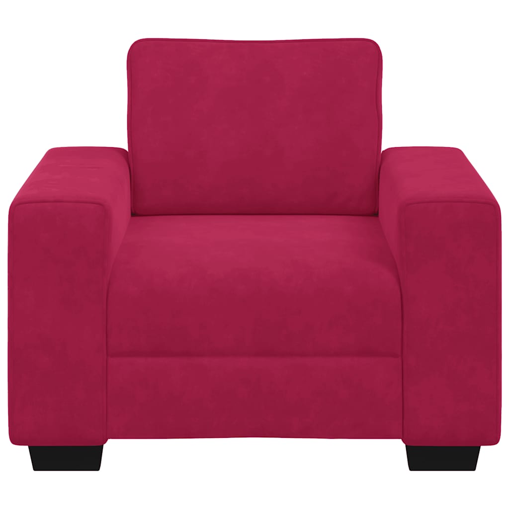Fauteuil canapé rouge bordeaux 100x77x82 cm velours - XIOS