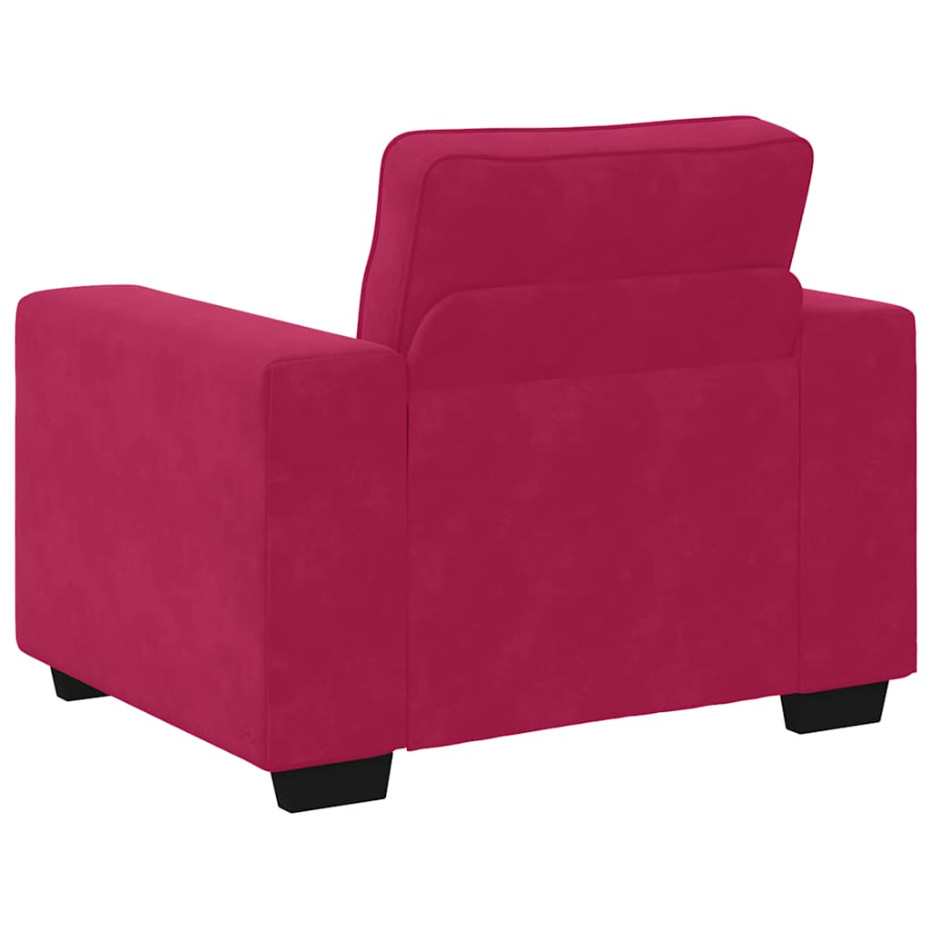 Fauteuil canapé rouge bordeaux 100x77x82 cm velours - XIOS