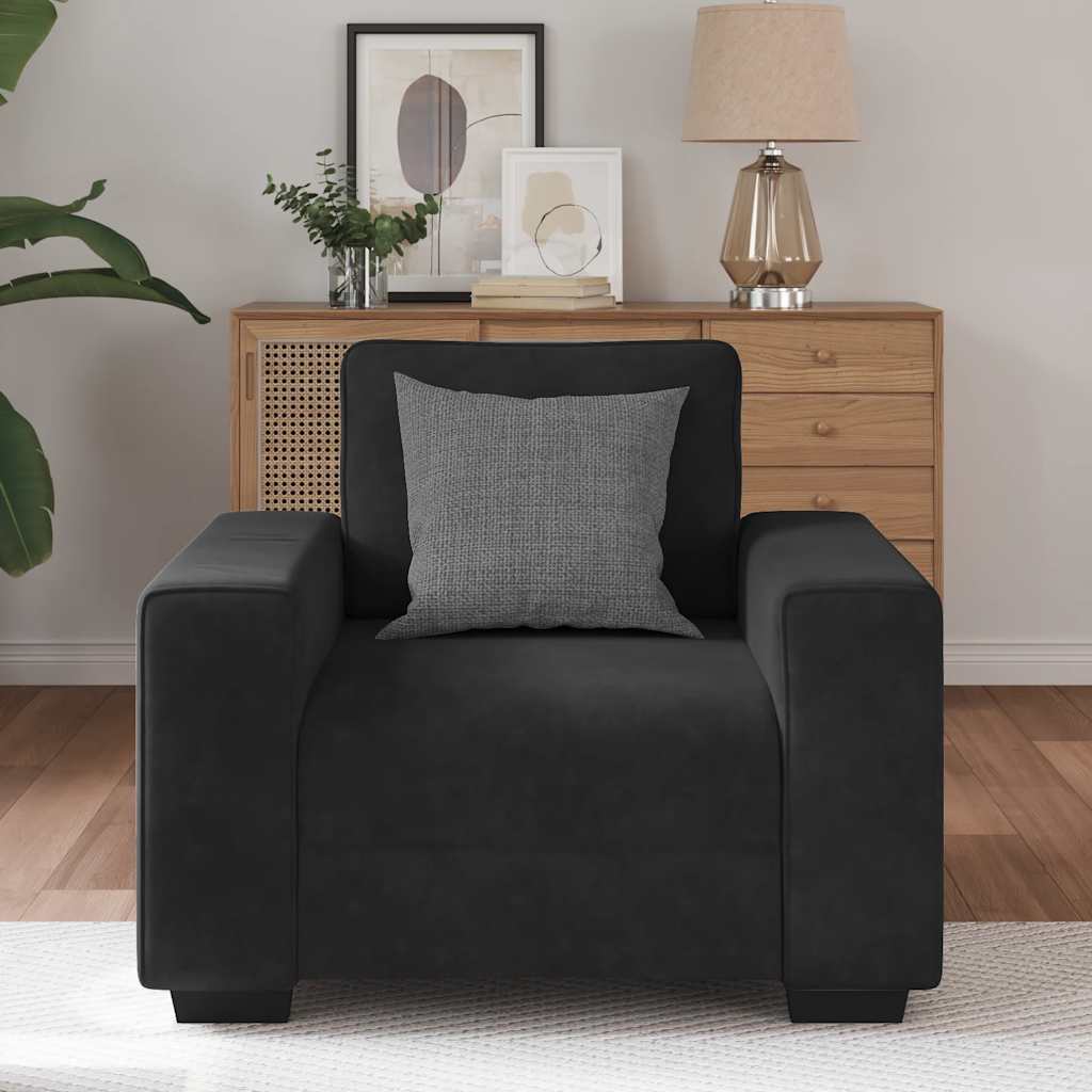 Fauteuil noir 60 cm velours - XIOS
