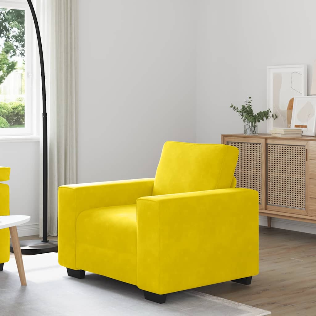 Fauteuil canapé jaune 100x77x82 cm velours - XIOS