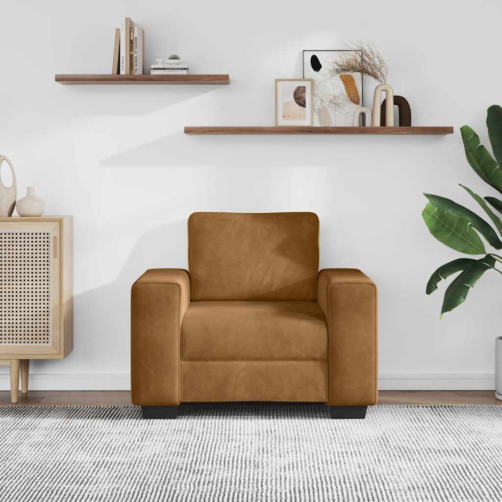 Fauteuil canapé marron 100x77x82 cm velours - XIOS