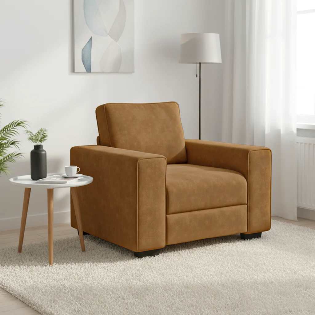 Fauteuil canapé marron 100x77x82 cm velours - XIOS