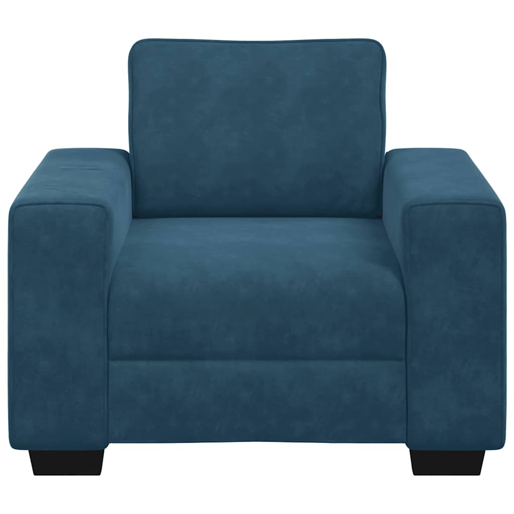 Fauteuil canapé bleu 100x77x82 cm velours - XIOS