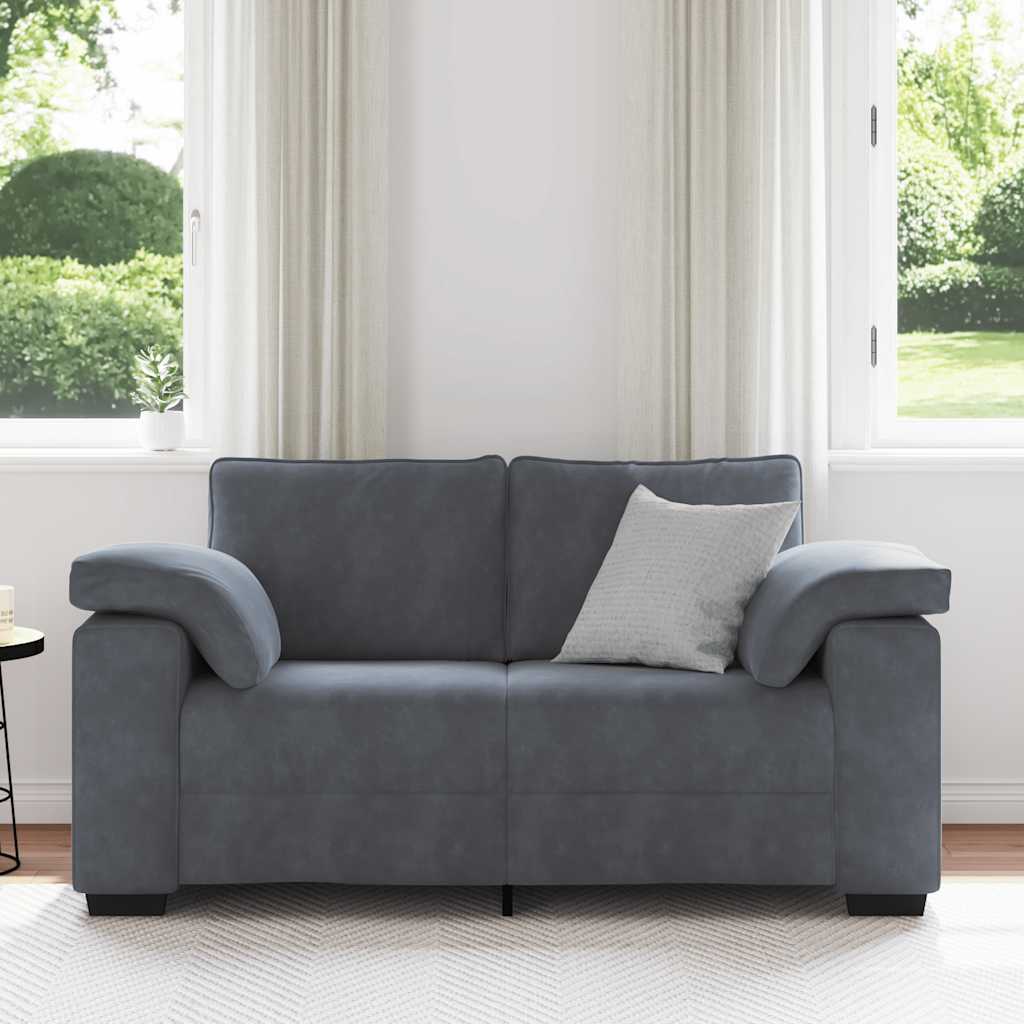 Canapé causeuse gris foncé 160x77x82 cm velours - XIOS