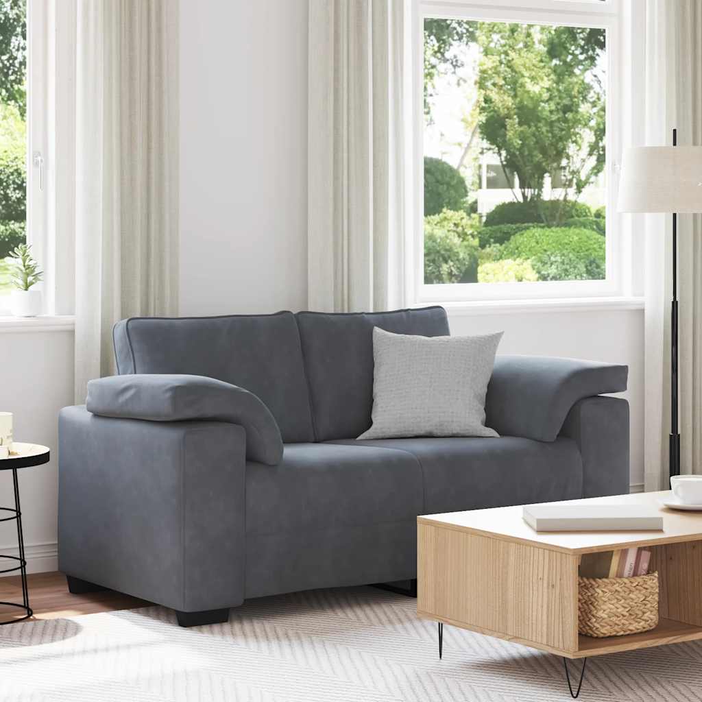 Canapé causeuse gris foncé 160x77x82 cm velours - XIOS