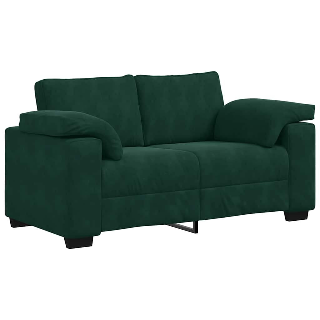 Canapé deux places vert foncé 160 x 77 x 82 cm velours - XIOS