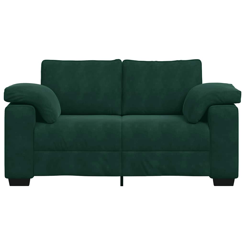 Canapé deux places vert foncé 160 x 77 x 82 cm velours - XIOS