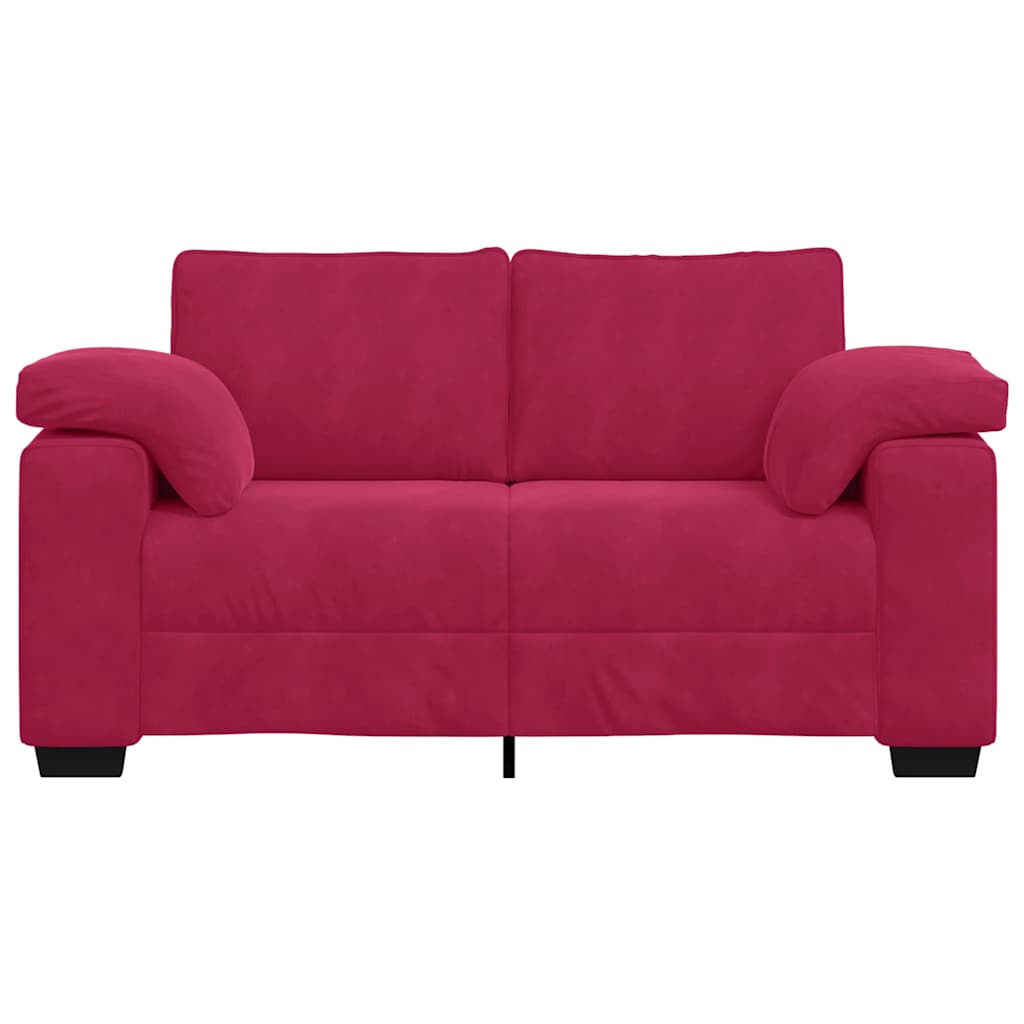 Canapé deux places rouge bordeaux 160 x 77 x 82 cm velours - XIOS