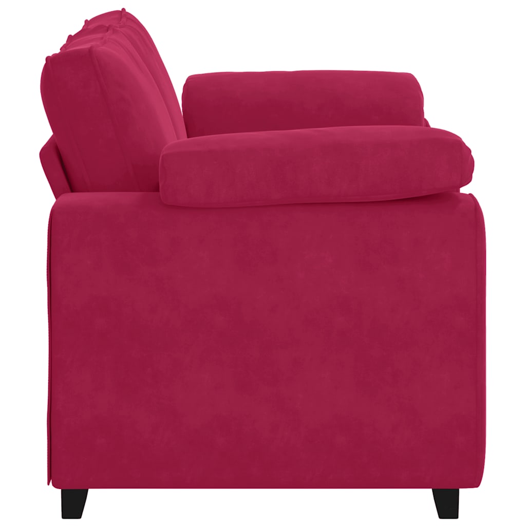 Canapé deux places rouge bordeaux 160 x 77 x 82 cm velours - XIOS
