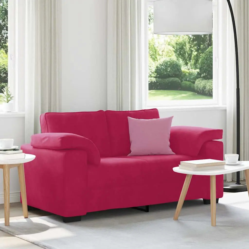 Canapé deux places rouge bordeaux 160 x 77 x 82 cm velours - XIOS