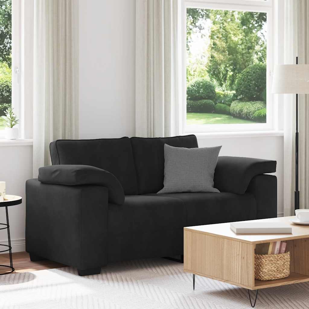 Canapé causeuse noir 120 cm velours - XIOS