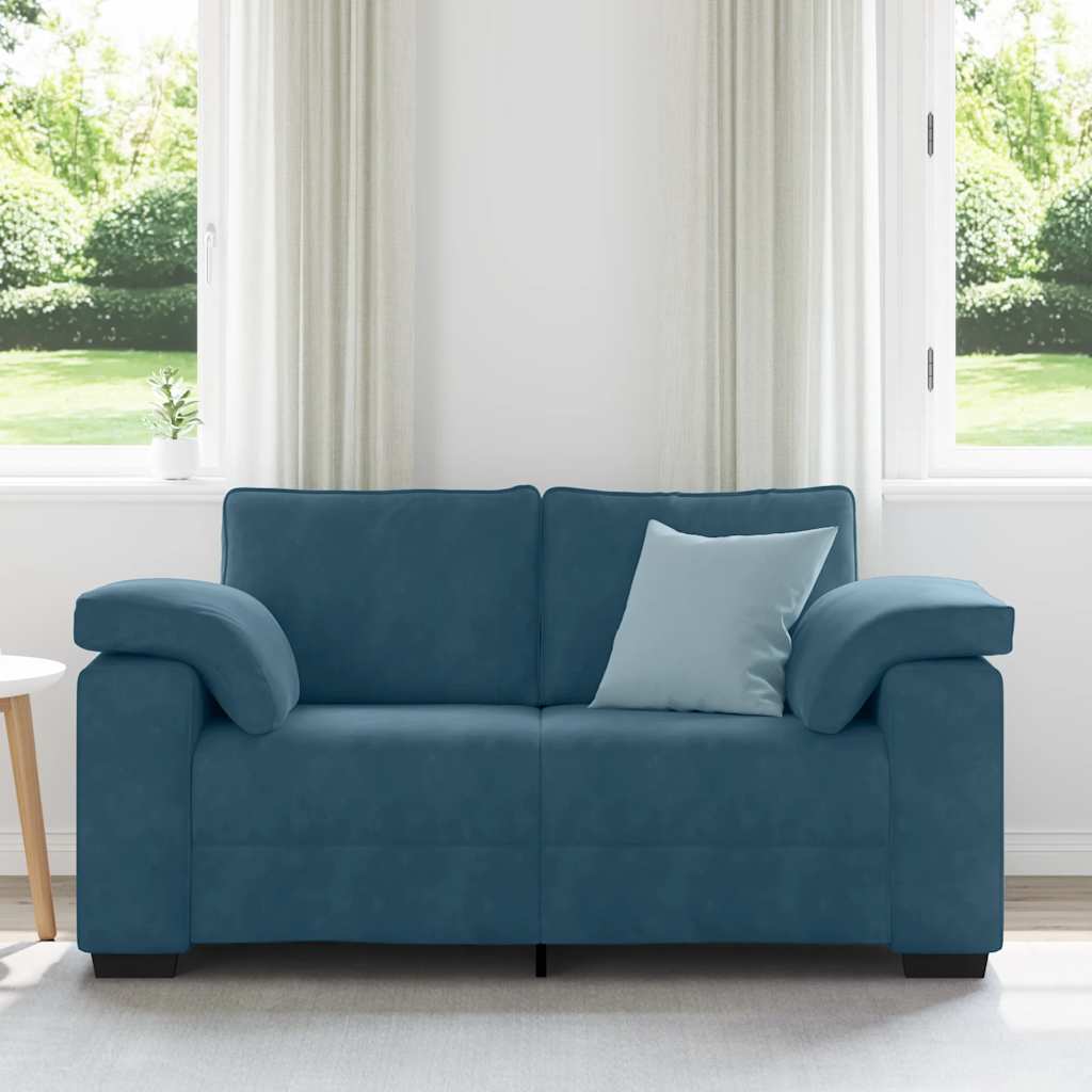 Canapé deux places bleu 160x77x82 cm velours - XIOS