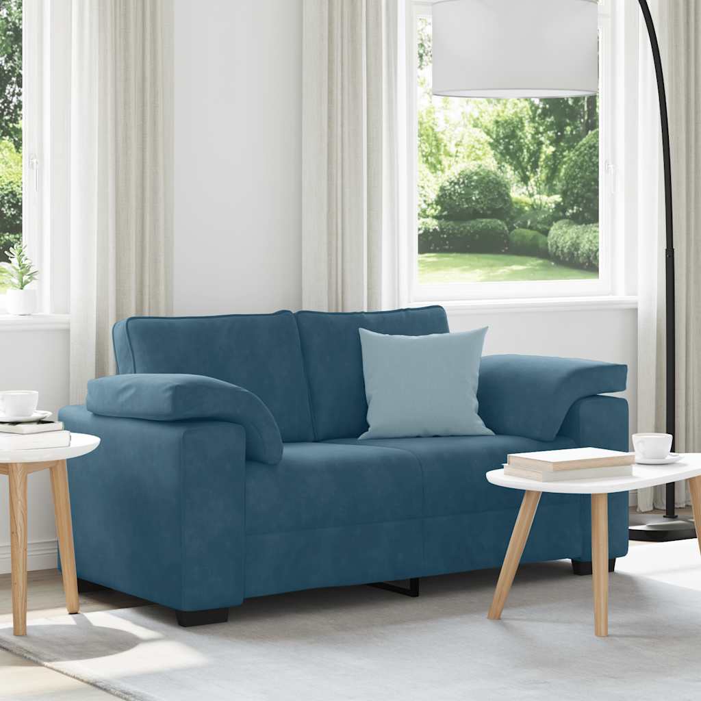 Canapé deux places bleu 160x77x82 cm velours - XIOS