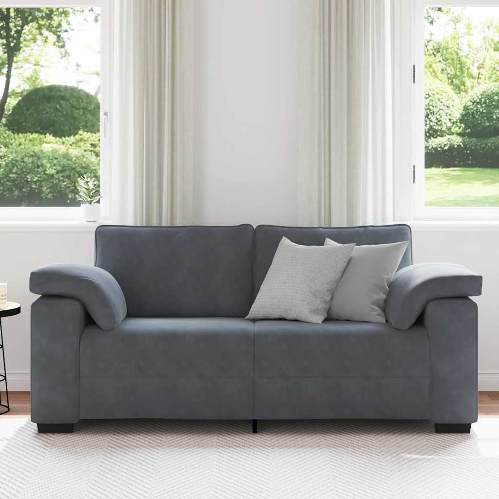 Canapé causeuse gris foncé 180x77x82 cm velours - XIOS