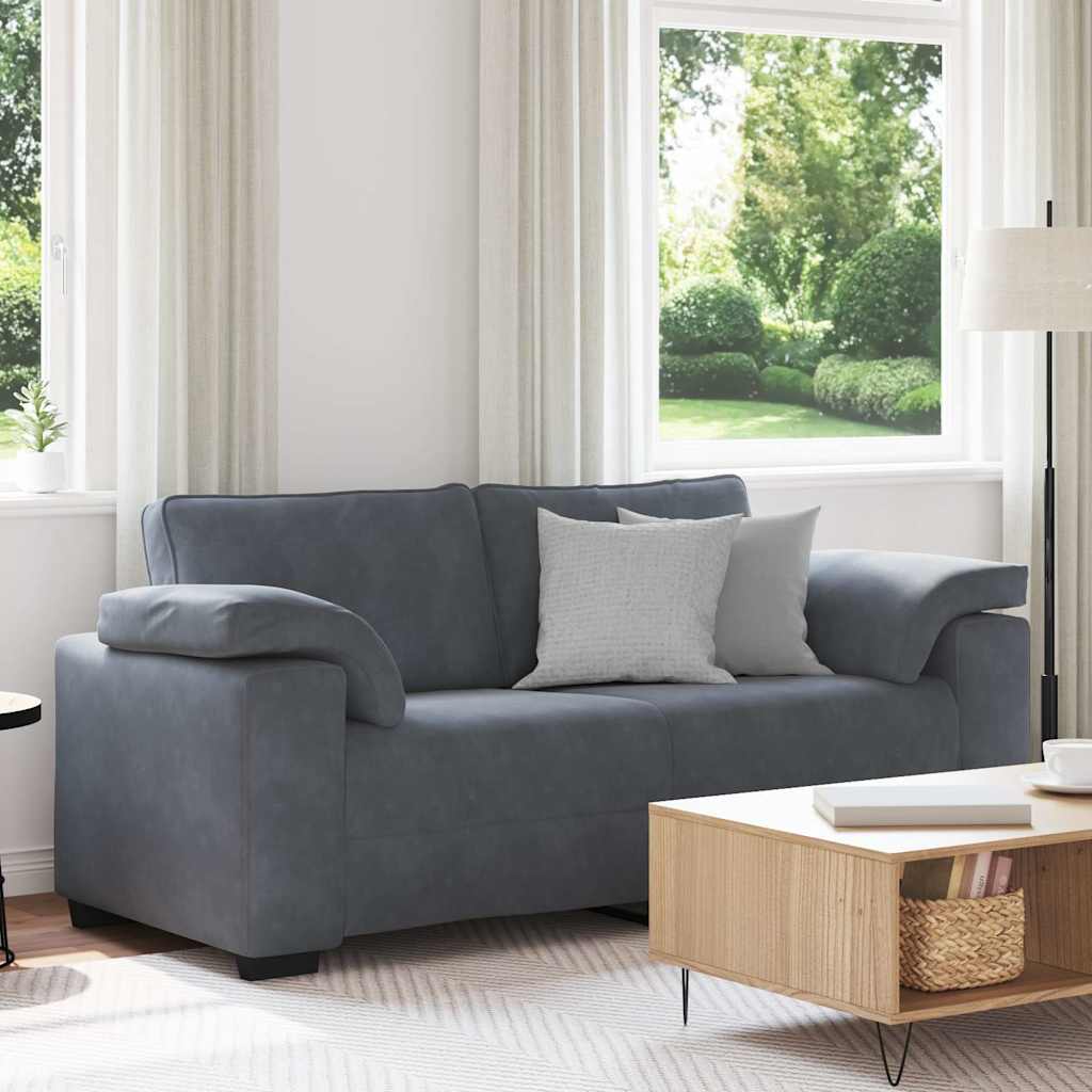 Canapé causeuse gris foncé 180x77x82 cm velours - XIOS