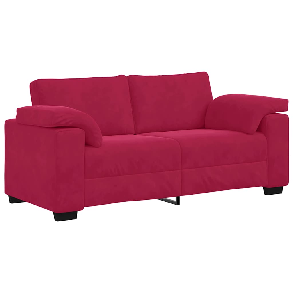 Canapé deux places rouge bordeaux 180 x 77 x 82 cm velours - XIOS