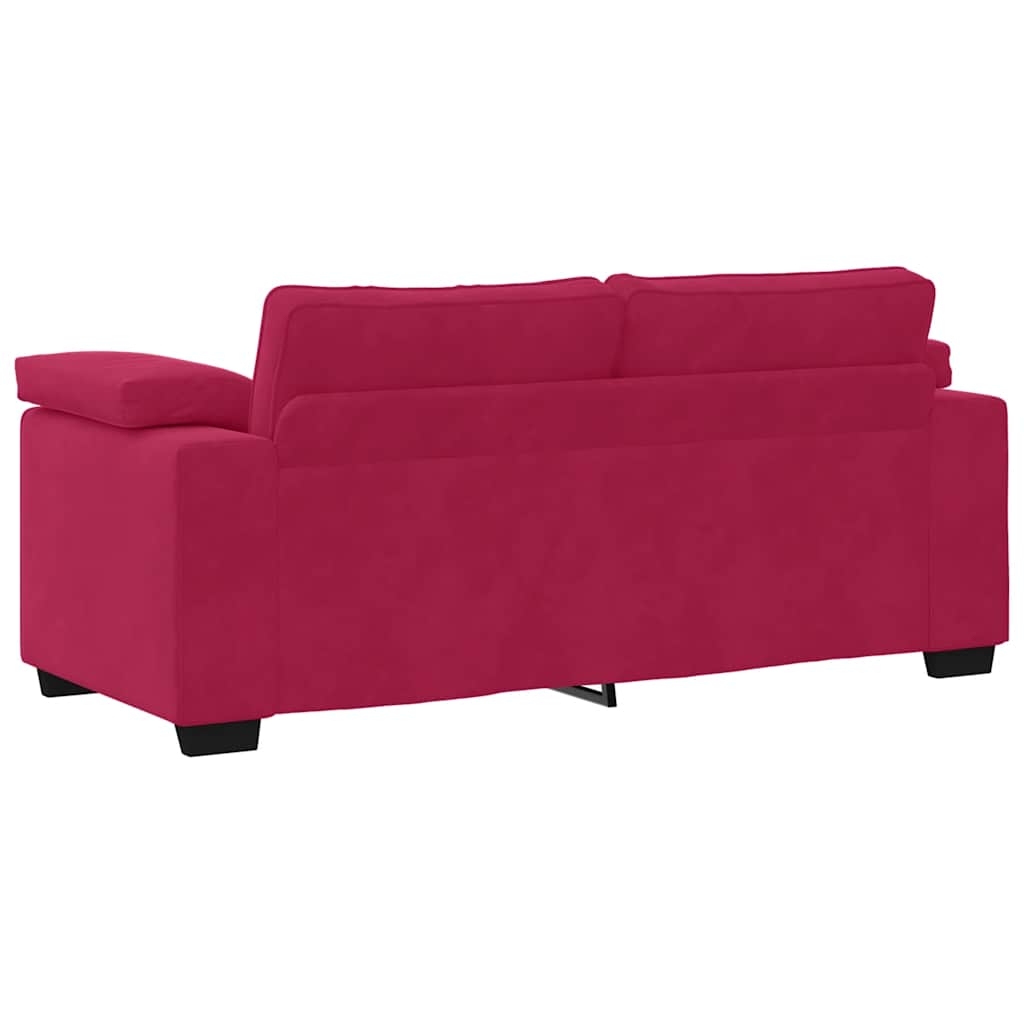 Canapé deux places rouge bordeaux 180 x 77 x 82 cm velours - XIOS