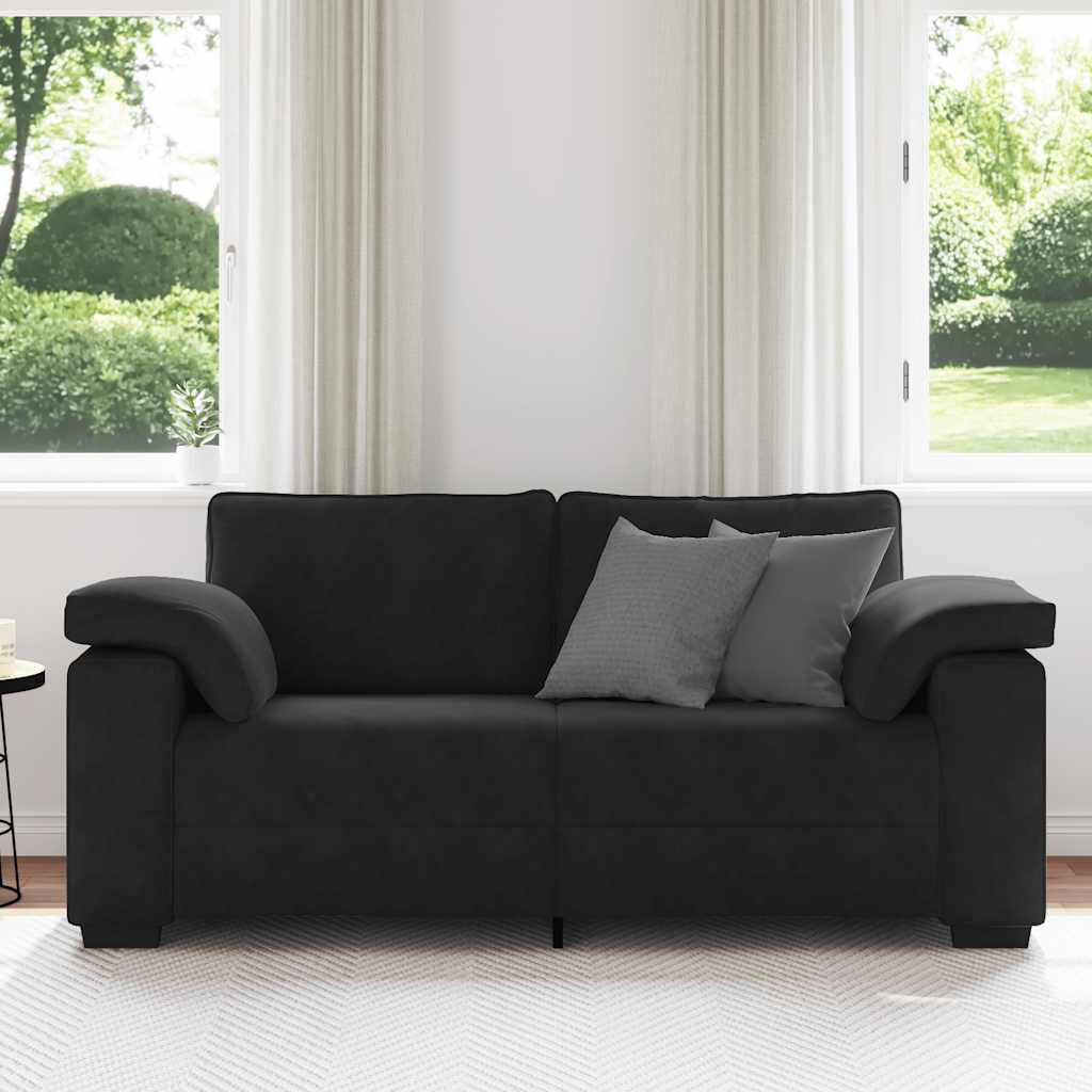 Canapé causeuse noir 180x77x82 cm velours - XIOS
