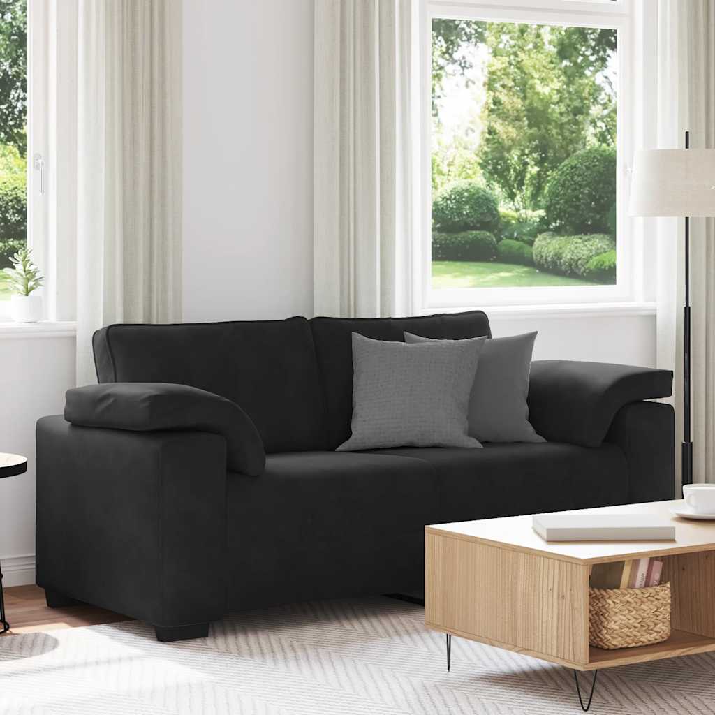Canapé causeuse noir 180x77x82 cm velours - XIOS