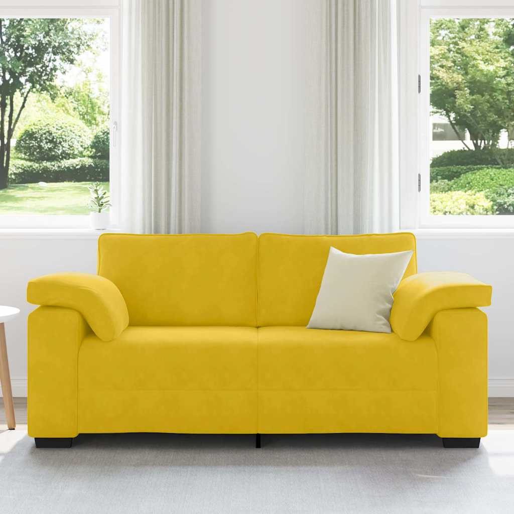 Canapé deux places jaune 180x77x82 cm velours - XIOS