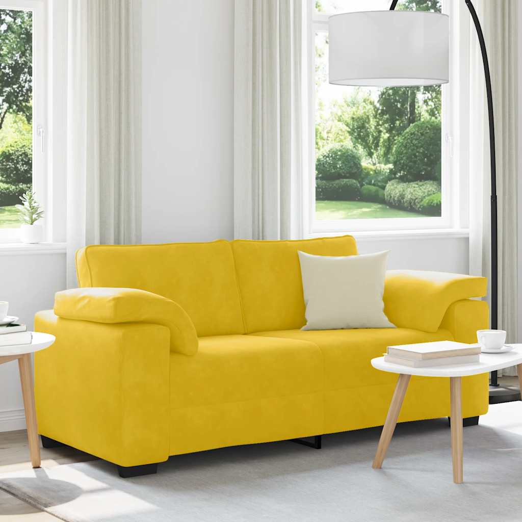 Canapé deux places jaune 180x77x82 cm velours - XIOS