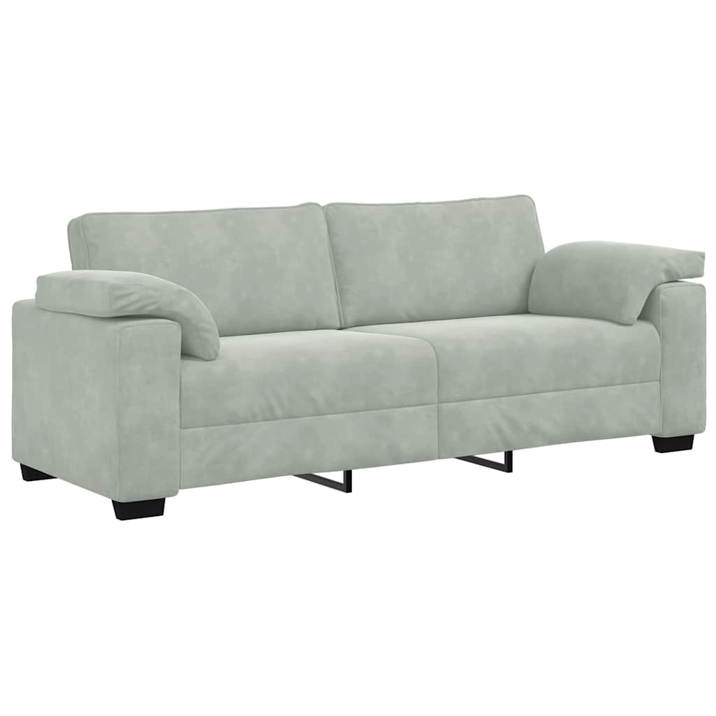 Canapé à 3 places gris clair 220x77x82 cm Velours