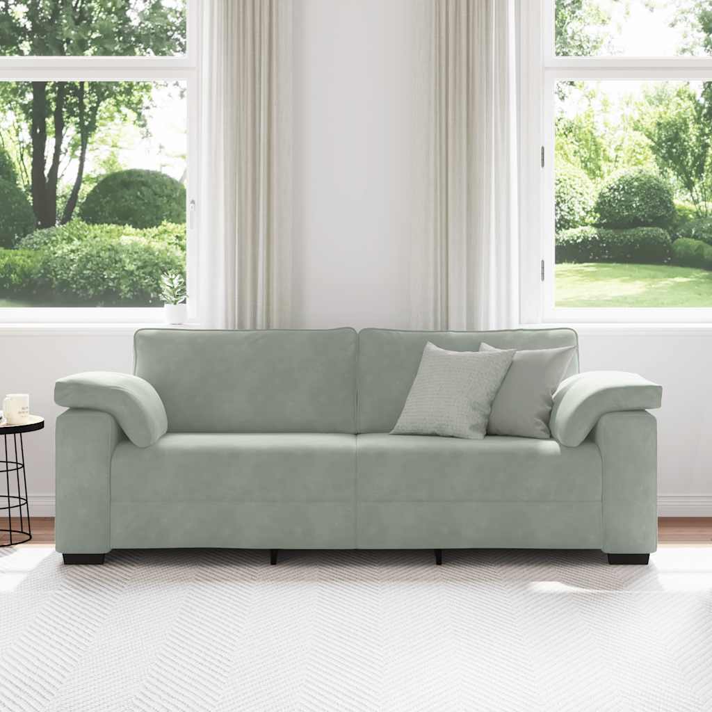 Canapé à 3 places gris clair 220x77x82 cm Velours