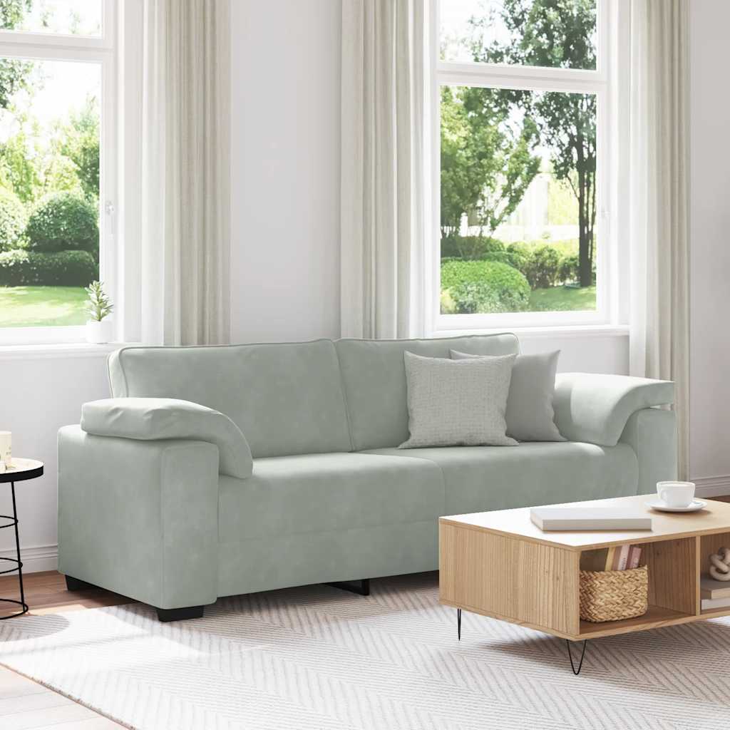 Canapé à 3 places gris clair 220x77x82 cm Velours